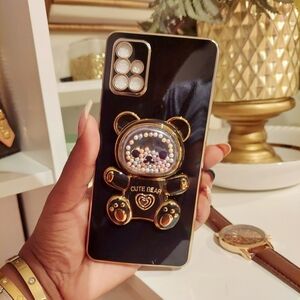 Black rose gold teddy bear samsung A71 4G phone case (ADD ON ITEM)